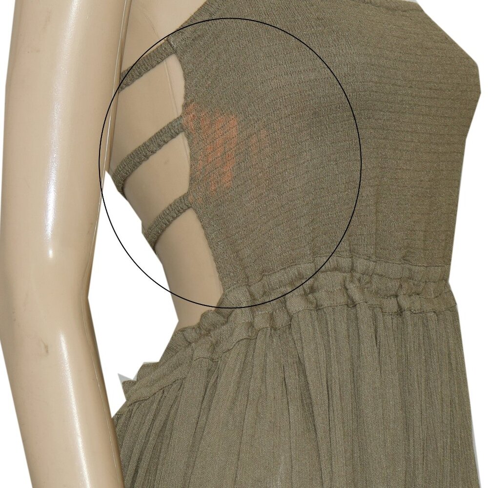 Free People Extratropical Maxi Dress Olive Stone Smocked M - Picture 9 of 9